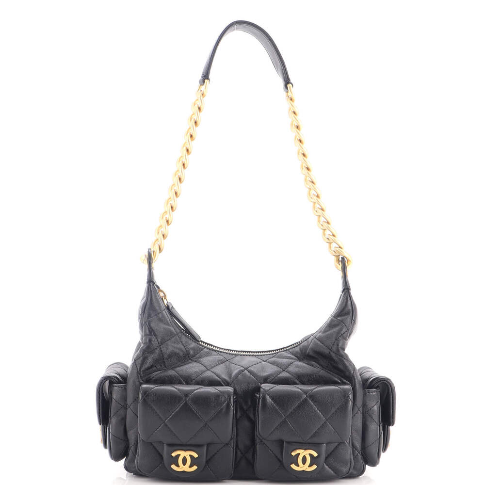 Chanel Large Trendy Pockets Hobo Quilted Lambskin